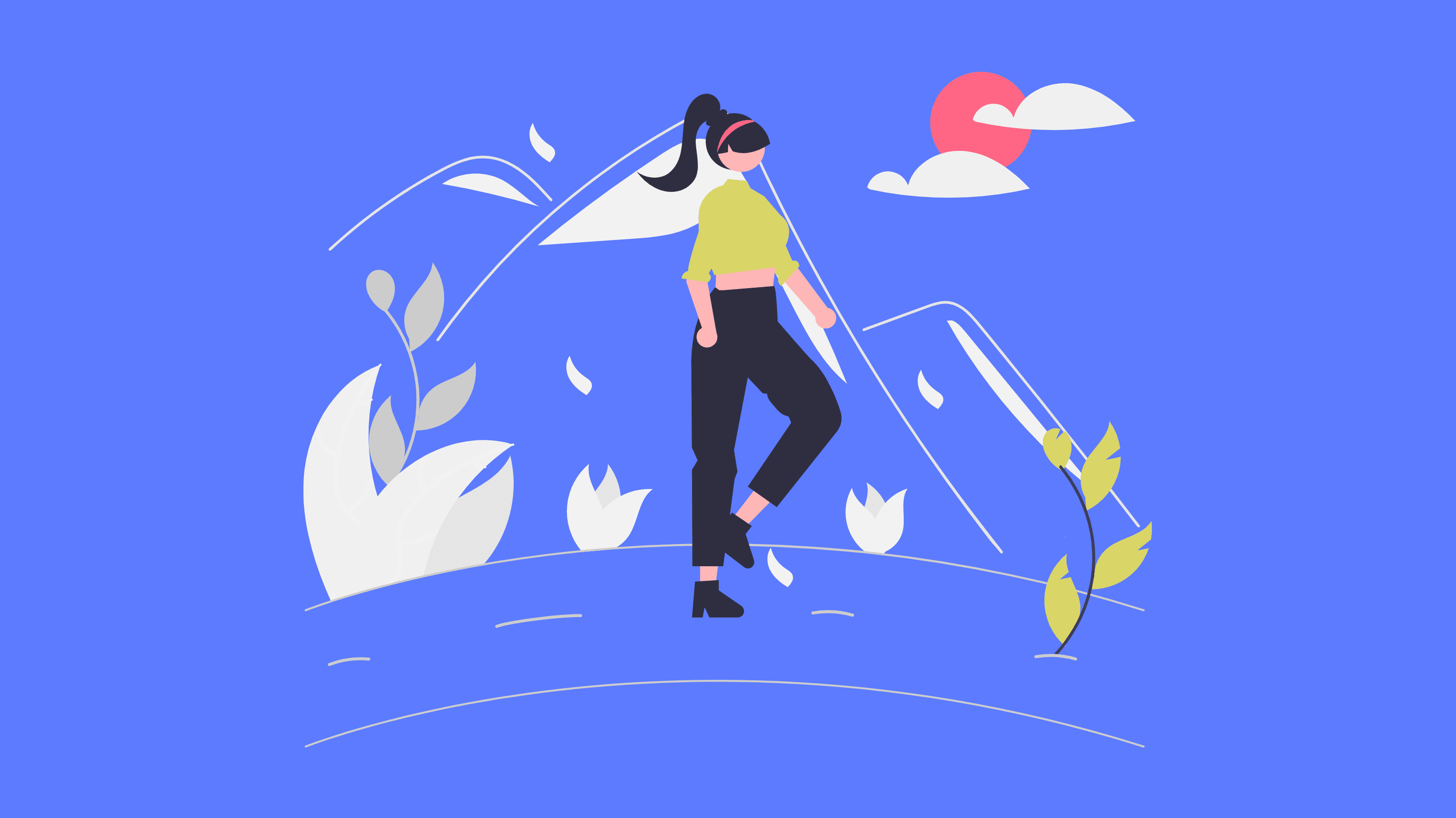 illustration of an artist walking in nature