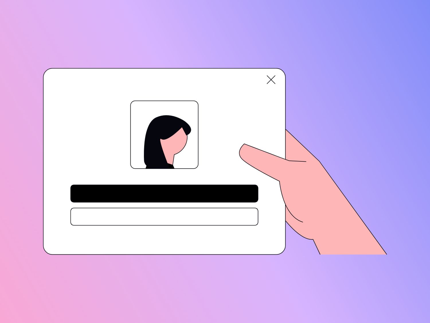 an illustration of a woman handing artwork over to another woman