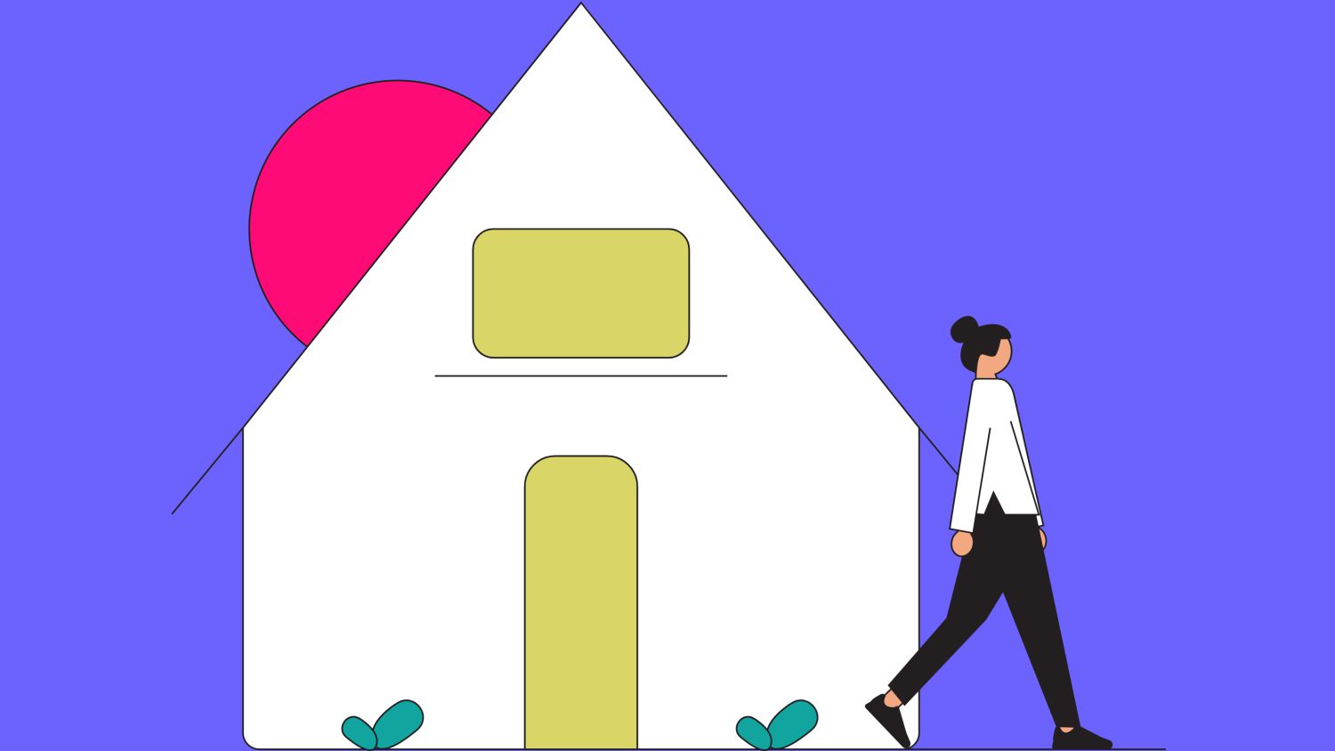 illustration of an artist leaving their home reflecting the idea of an artist biography and life
